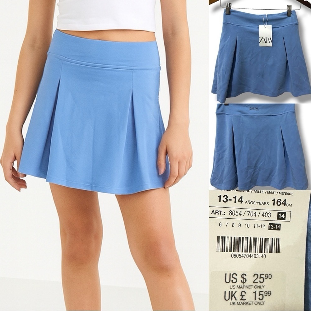 456 ZARA | NWT Girls Blue Skort Sporty Club Built-In Shorts (Size 13-14 yo)